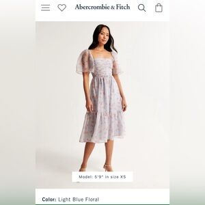 Abercrombie emerson angel sleeve midi dress color cream print size small regular